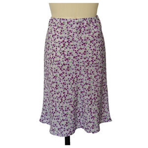 Vintage 90s Floral Print Midi Skirt Size M Purple Ditsy Calico Soft Grunge